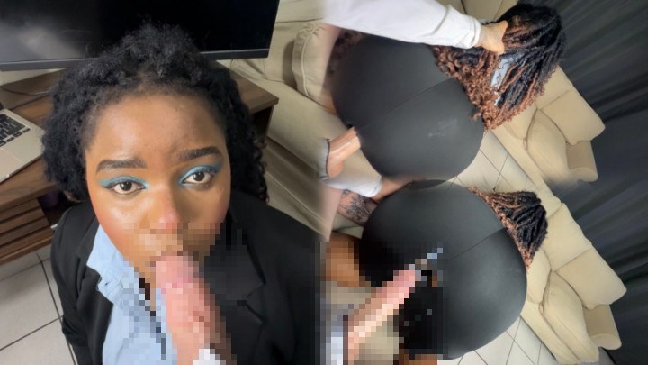 Ebony Secretary Gets a Promotion Through a Tiny Hole in Her Skirt